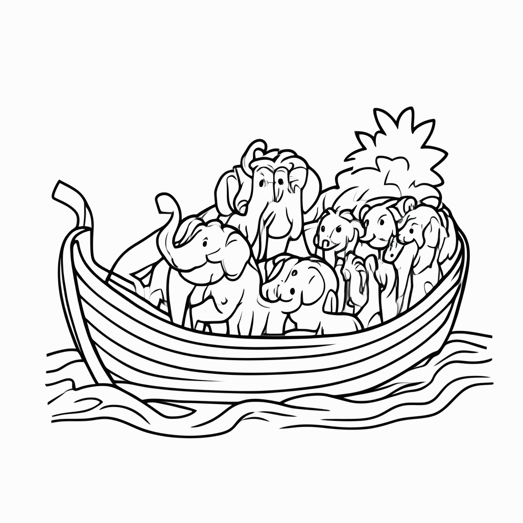 Desenho de Casal De Elefantes Na Arca para colorir e imprimir grátis em folha A4