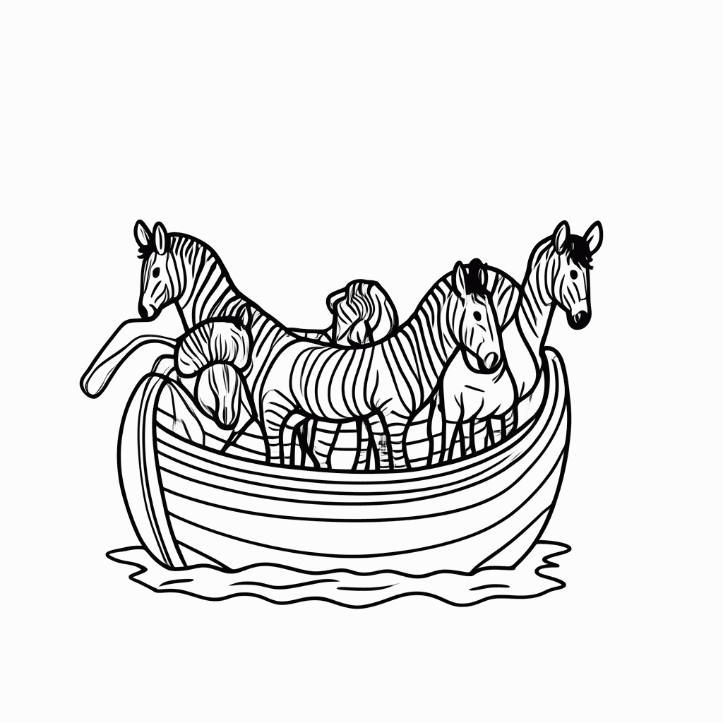 Desenho de Casal De Zebras Na Arca para colorir e imprimir grátis em folha A4
