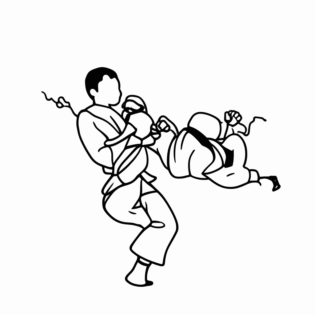Desenho de Judoca Projetando para colorir e imprimir grátis em folha A4