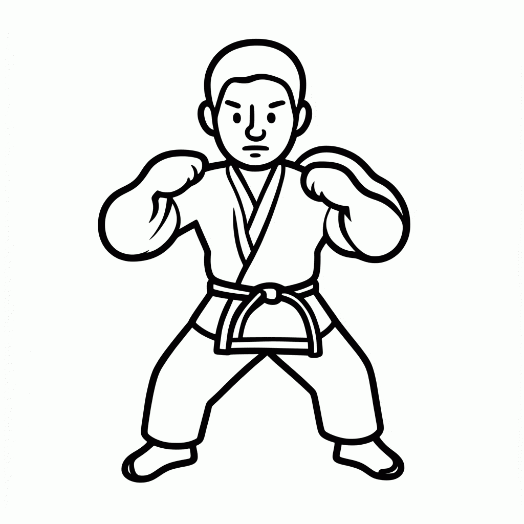 Desenho de Karateca Com Kata para colorir e imprimir grátis em folha A4