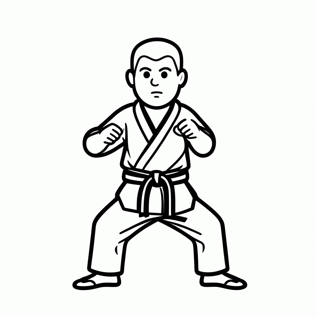 Desenho de Karateca Faixa Preta para colorir e imprimir grátis em folha A4