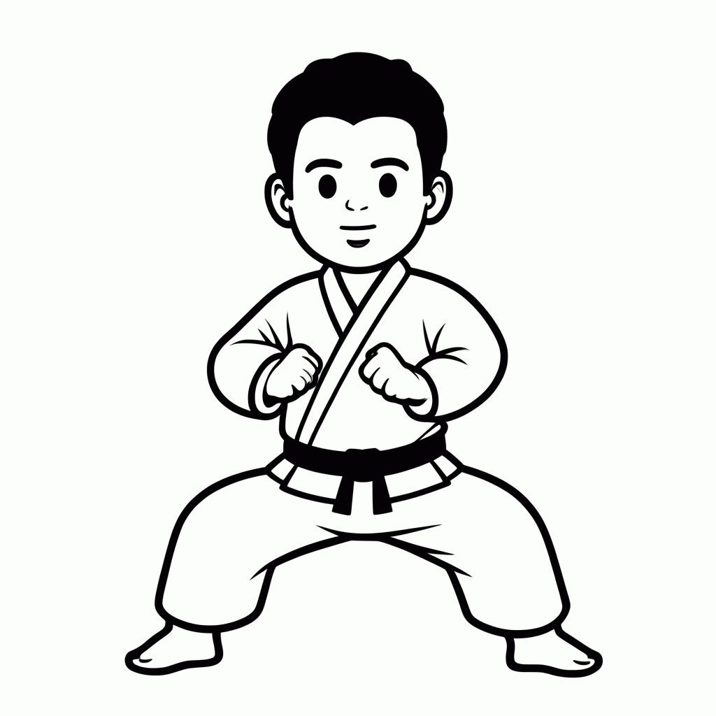 Desenho de Kung Fu Postura para colorir e imprimir grátis em folha A4