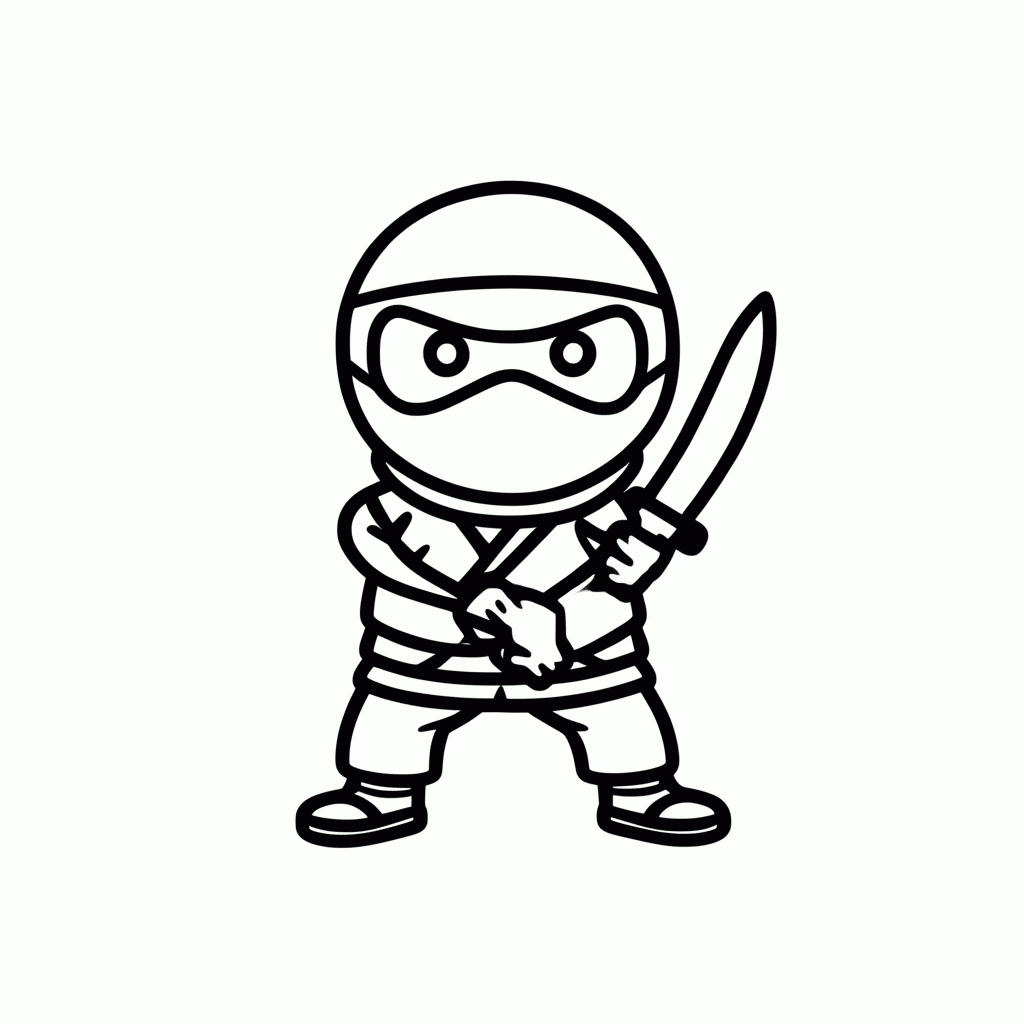 Desenho de Ninja Com Katana para colorir e imprimir grátis em folha A4
