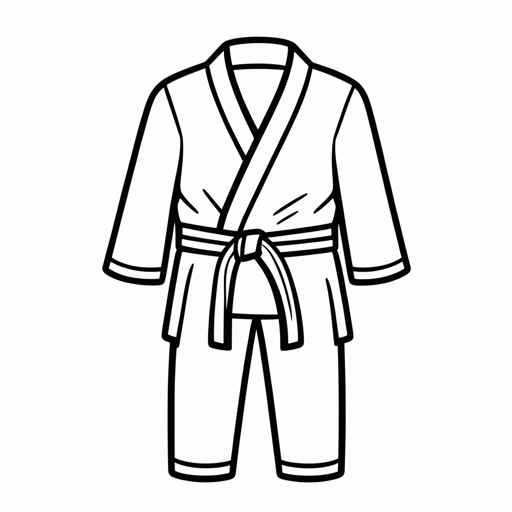 Desenho de Quimono Karate para colorir e imprimir grátis em folha A4