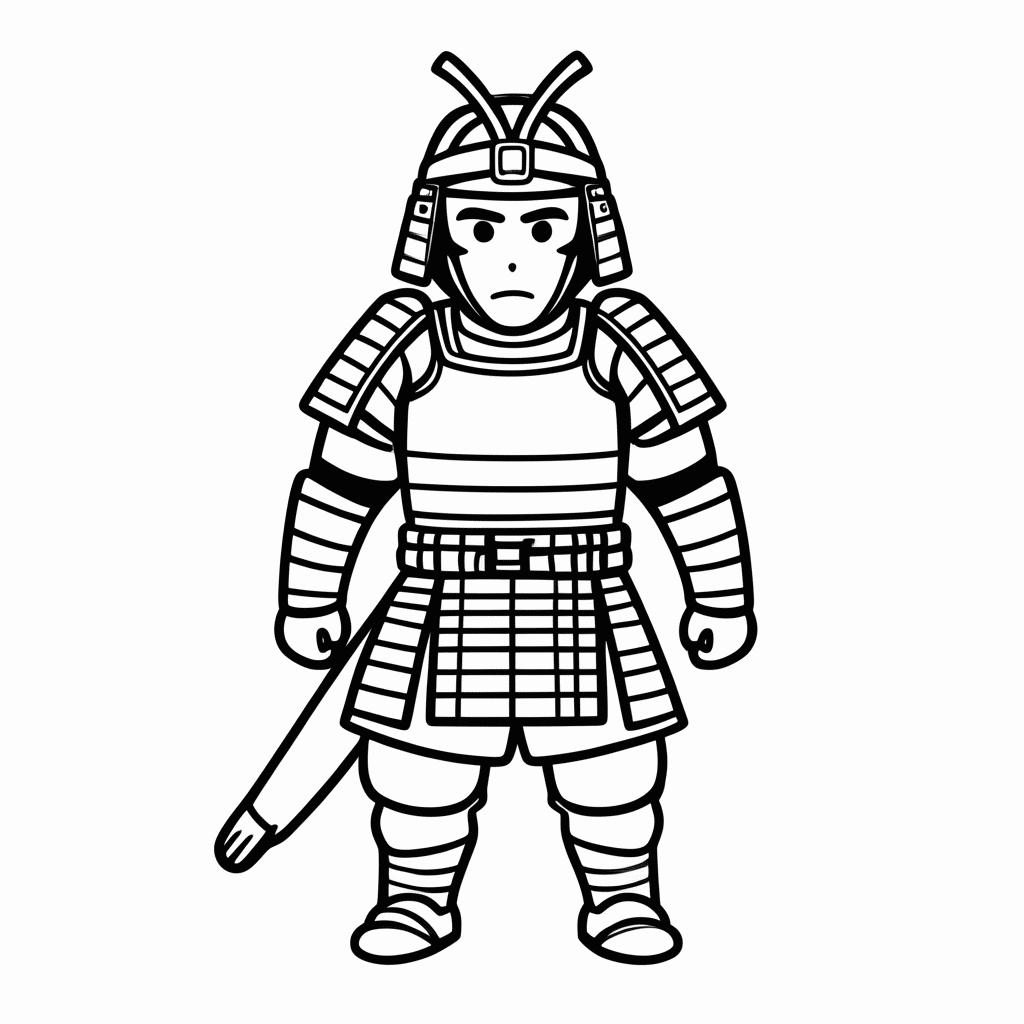 Desenho de Samurai Com Armadura para colorir e imprimir grátis em folha A4