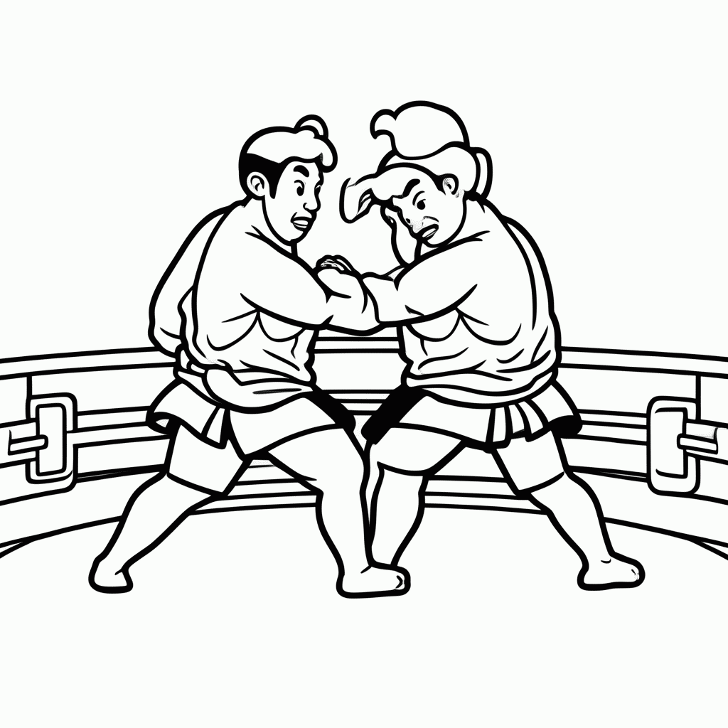 Desenho de Sumo No Ringue para colorir e imprimir grátis em folha A4