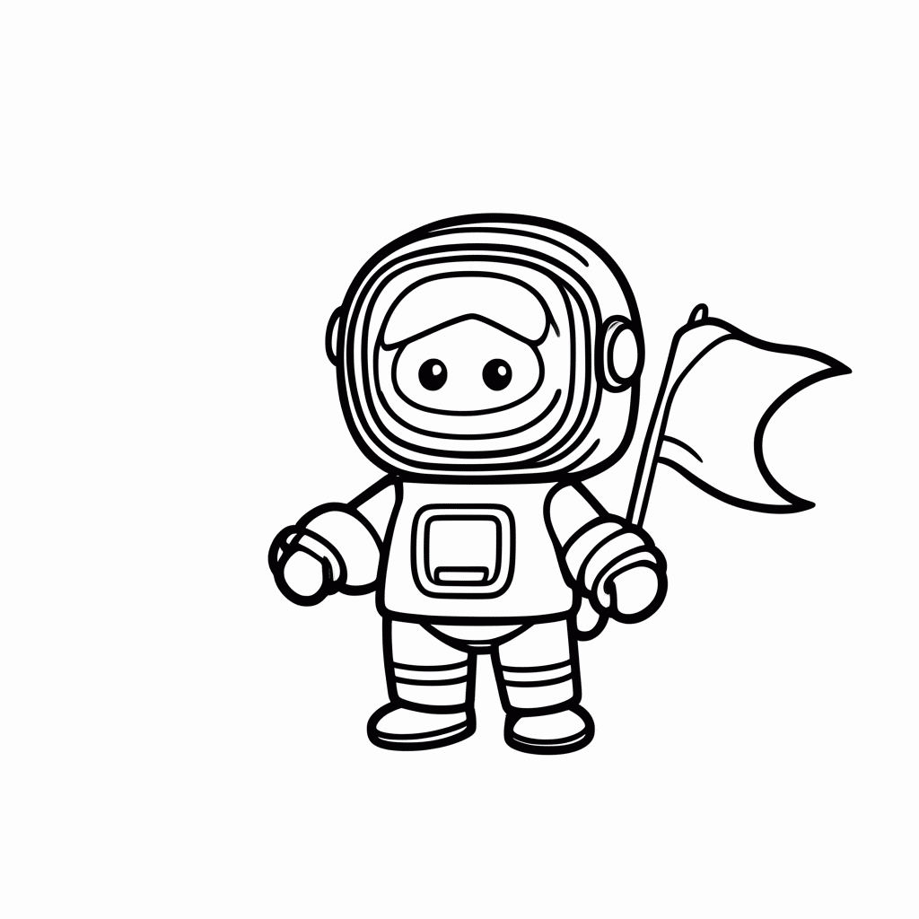 Desenho de Astronauta Na Lua Bandeira para colorir e imprimir grátis em folha A4