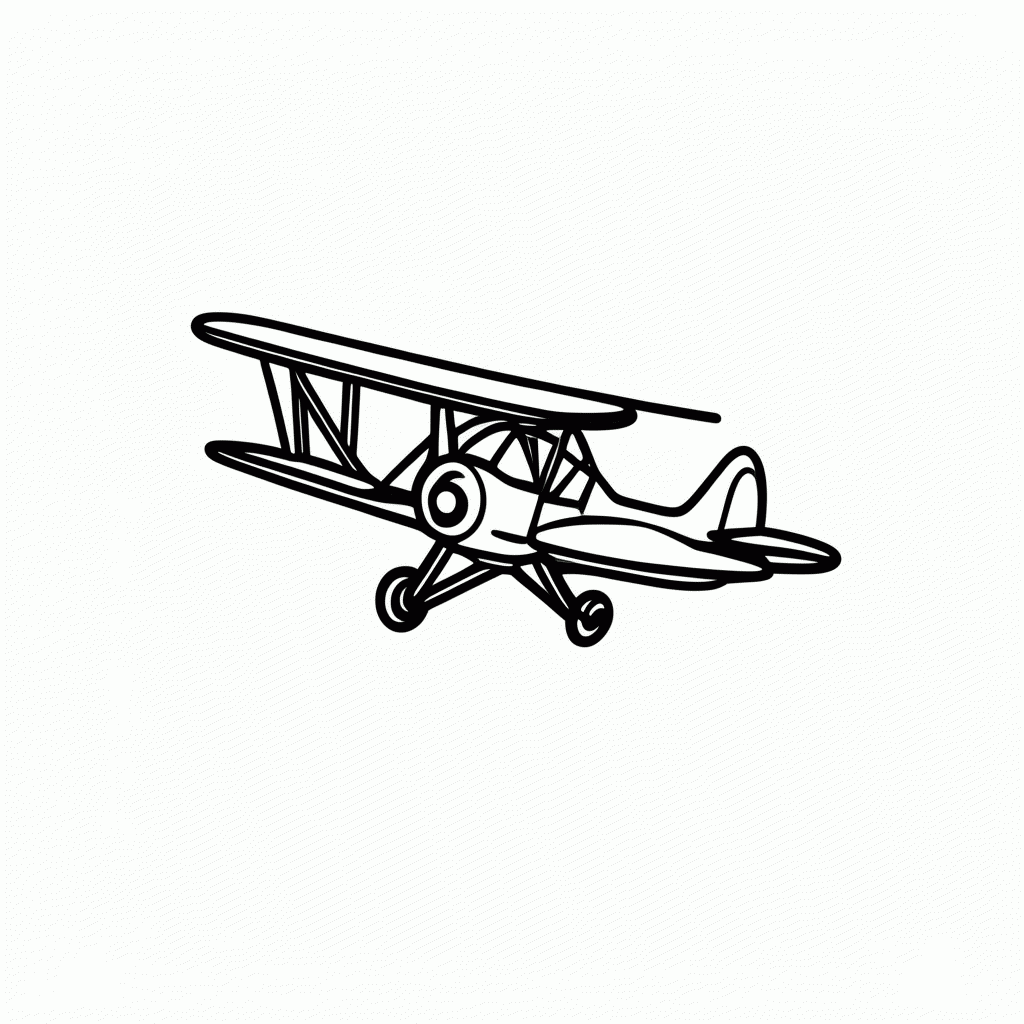 Desenho de Aviao Biplano Vintage para colorir e imprimir grátis em folha A4