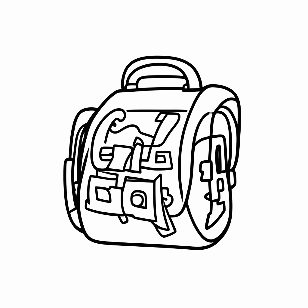 Desenho de Caca Tesouro Mochila para colorir e imprimir grátis em folha A4