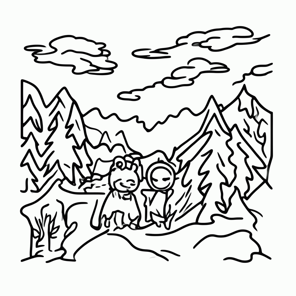 Desenho de Cachoeira Floresta para colorir e imprimir grátis em folha A4