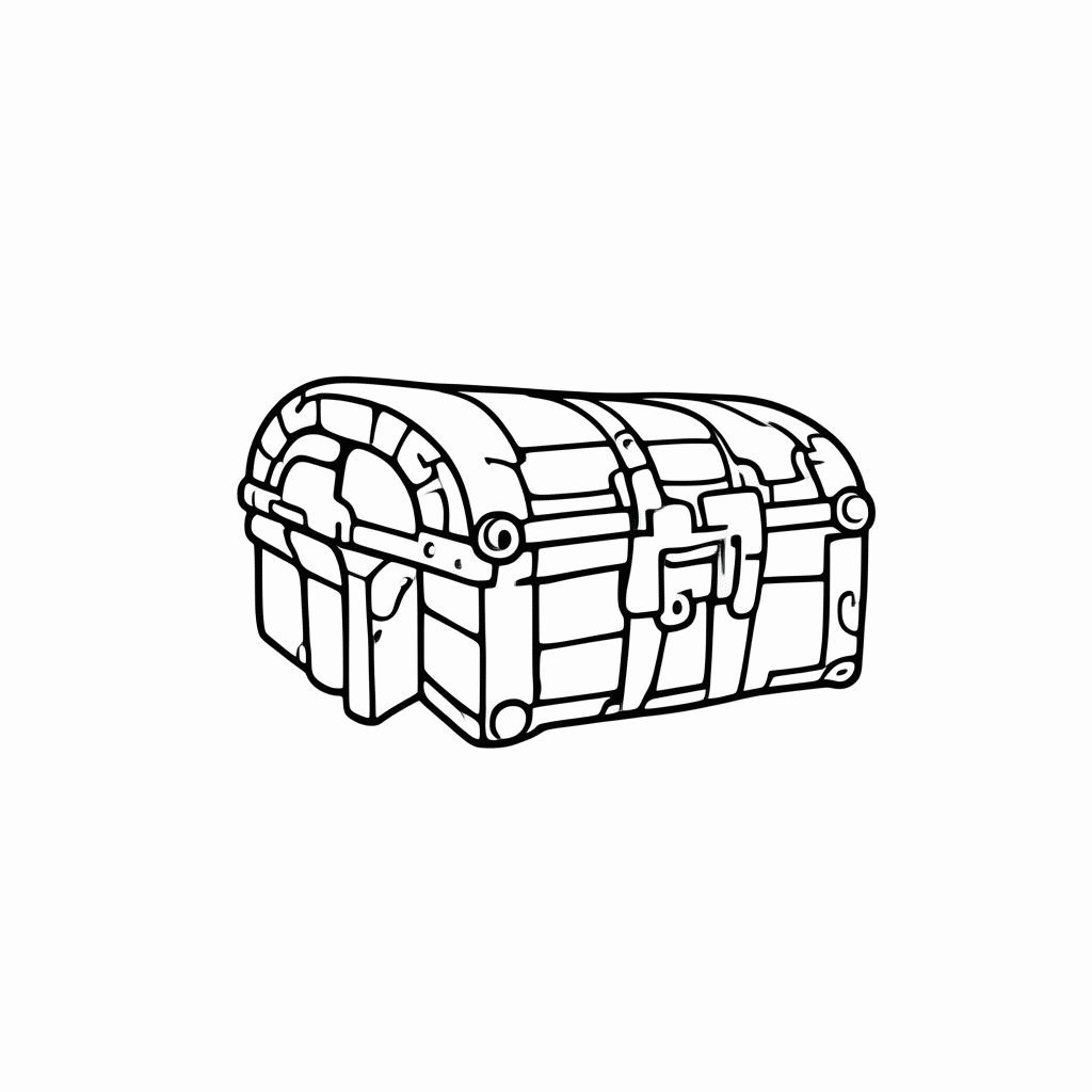 Desenho de Cofre Antigo para colorir e imprimir grátis em folha A4