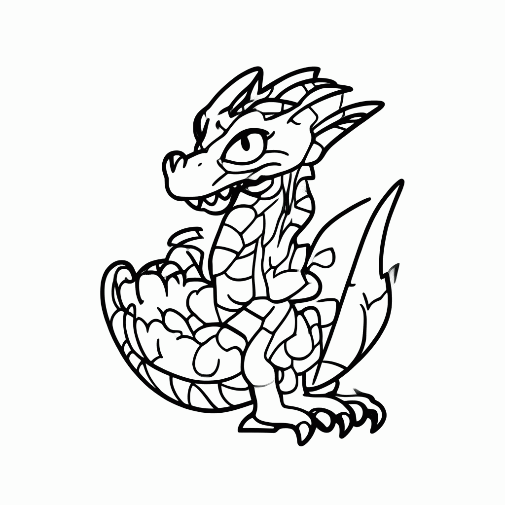 Desenho de Dragao Guardiao Tesouro para colorir e imprimir grátis em folha A4