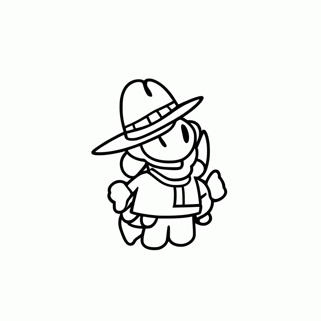 Desenho de Explorador Chapeu Chicote para colorir e imprimir grátis em folha A4
