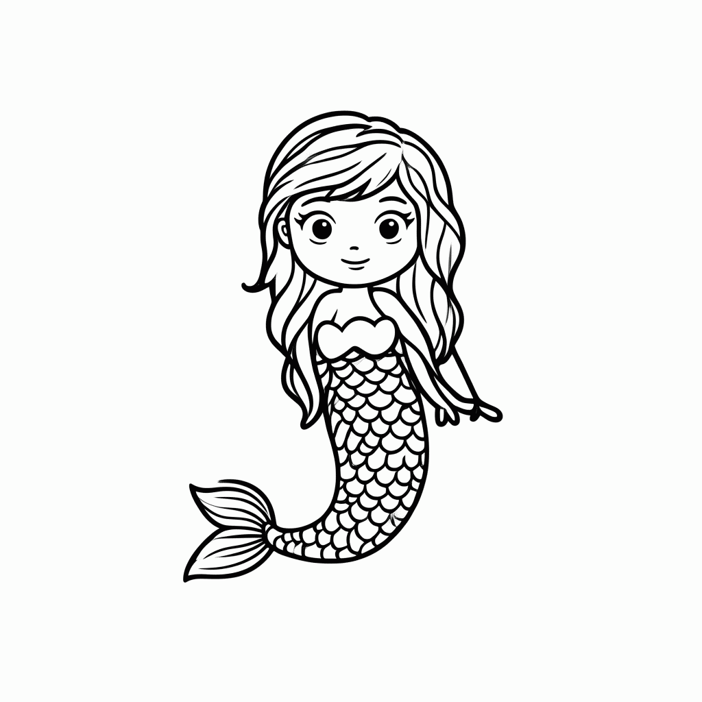 Desenho de Sereia Tesouro para colorir e imprimir grátis em folha A4