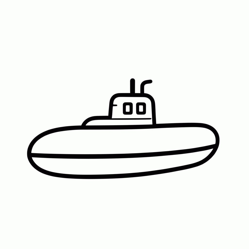 Desenho de Submarino Amarelo para colorir e imprimir grátis em folha A4