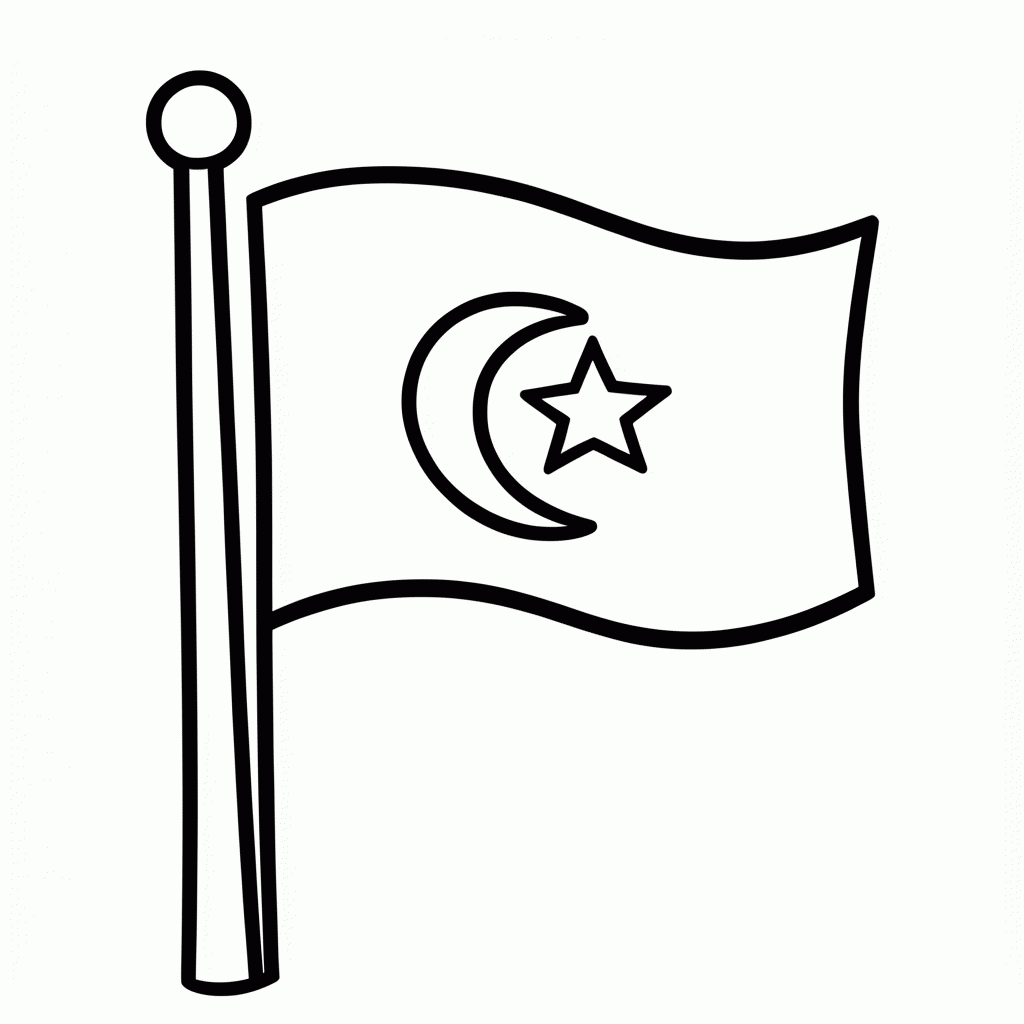 Desenho de Bandeira da Argélia para colorir e imprimir grátis em folha A4