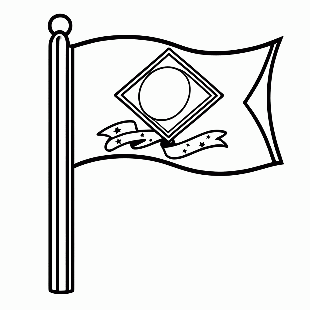 Desenho de Bandeira do Brasil para colorir e imprimir grátis em folha A4