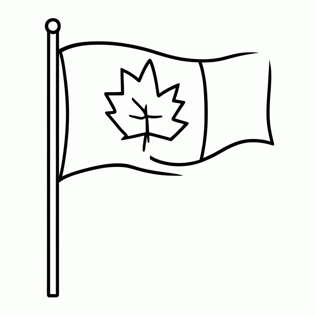 Desenho de Bandeira do Canadá para colorir e imprimir grátis em folha A4