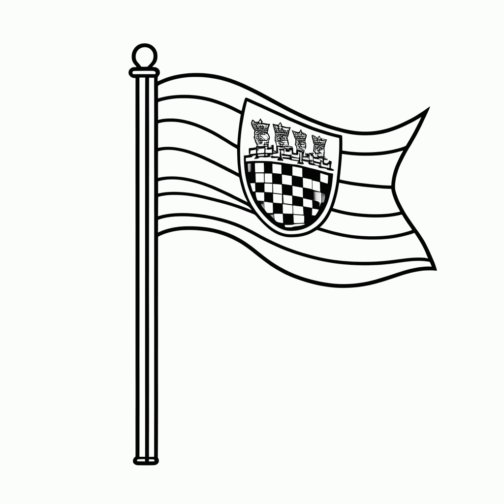 Desenho de Bandeira da Croácia para colorir e imprimir grátis em folha A4