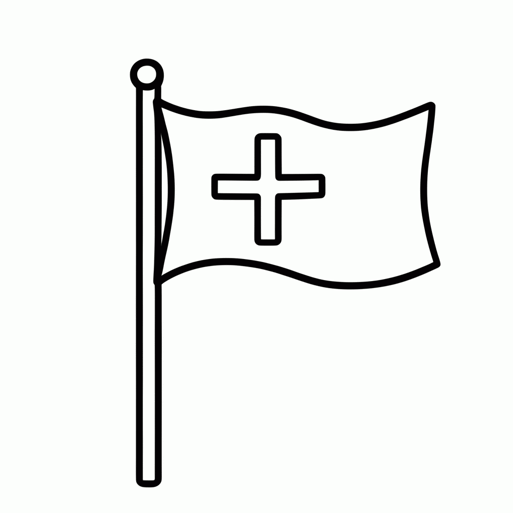 Desenho de Bandeira da Dinamarca para colorir e imprimir grátis em folha A4