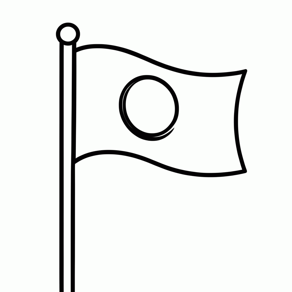 Desenho de Bandeira do Japão para colorir e imprimir grátis em folha A4