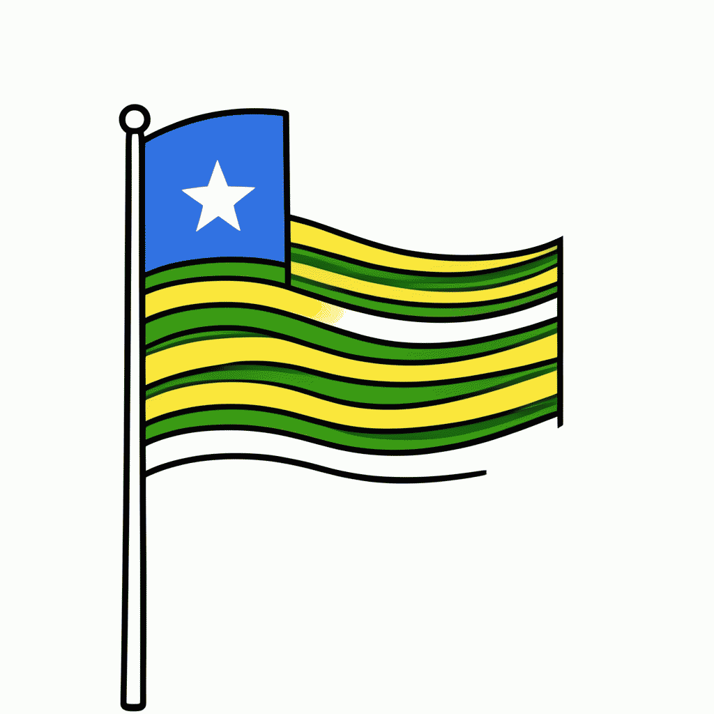 Desenho de Bandeira de Piaui para colorir e imprimir grátis em folha A4