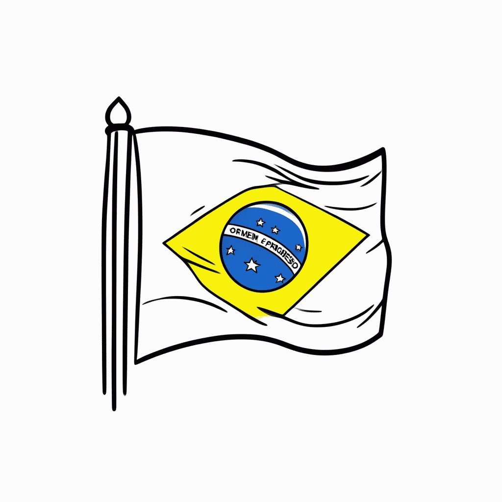 Desenho de Bandeira do(a) Brasil para colorir e imprimir grátis em folha A4