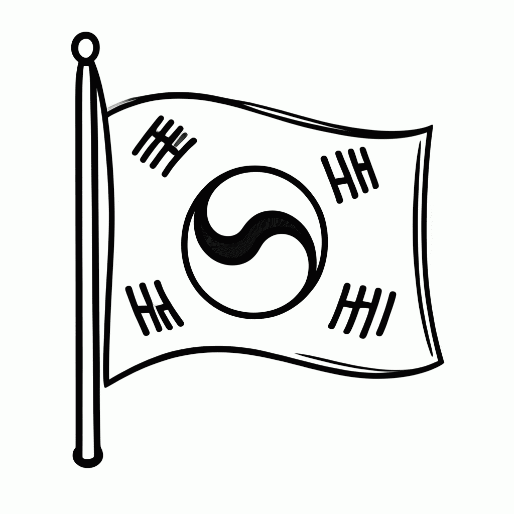 Desenho de Bandeira do(a) Coreia Do Sul para colorir e imprimir grátis em folha A4