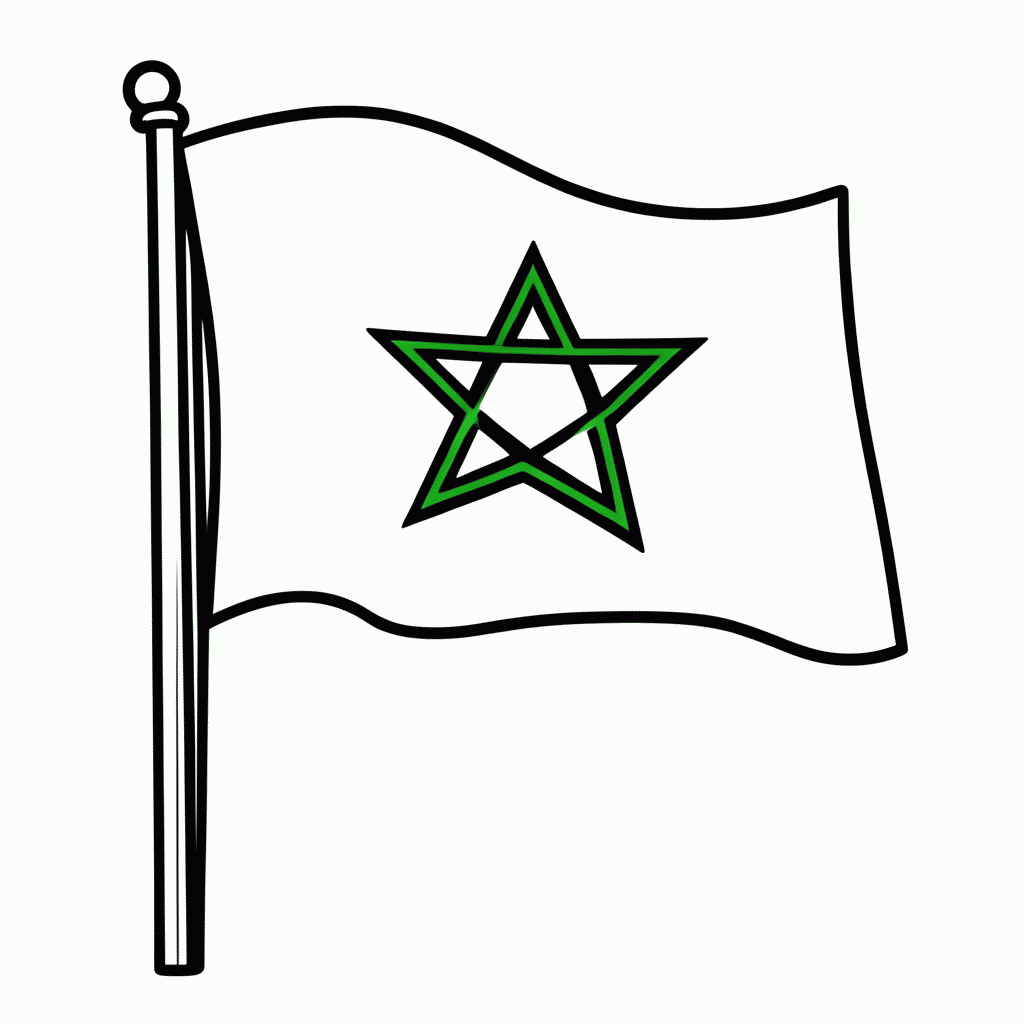 Desenho de Bandeira do(a) Marrocos para colorir e imprimir grátis em folha A4
