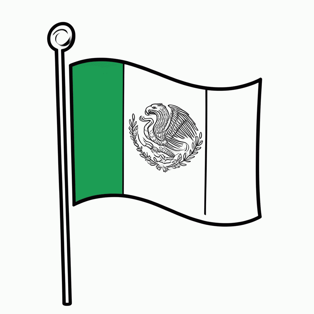 Desenho de Bandeira do(a) Mexico para colorir e imprimir grátis em folha A4
