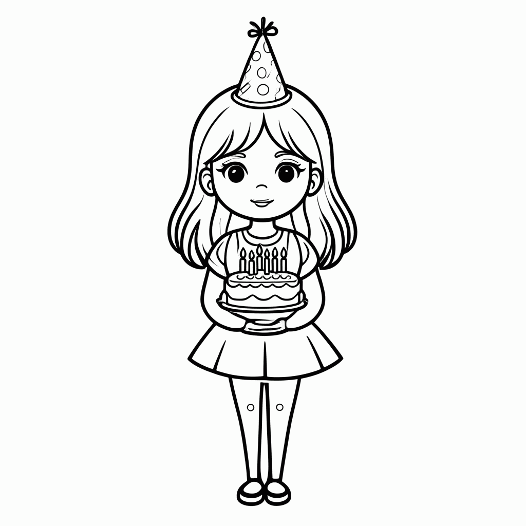 Desenho de Barbie Aniversario para colorir e imprimir grátis em folha A4