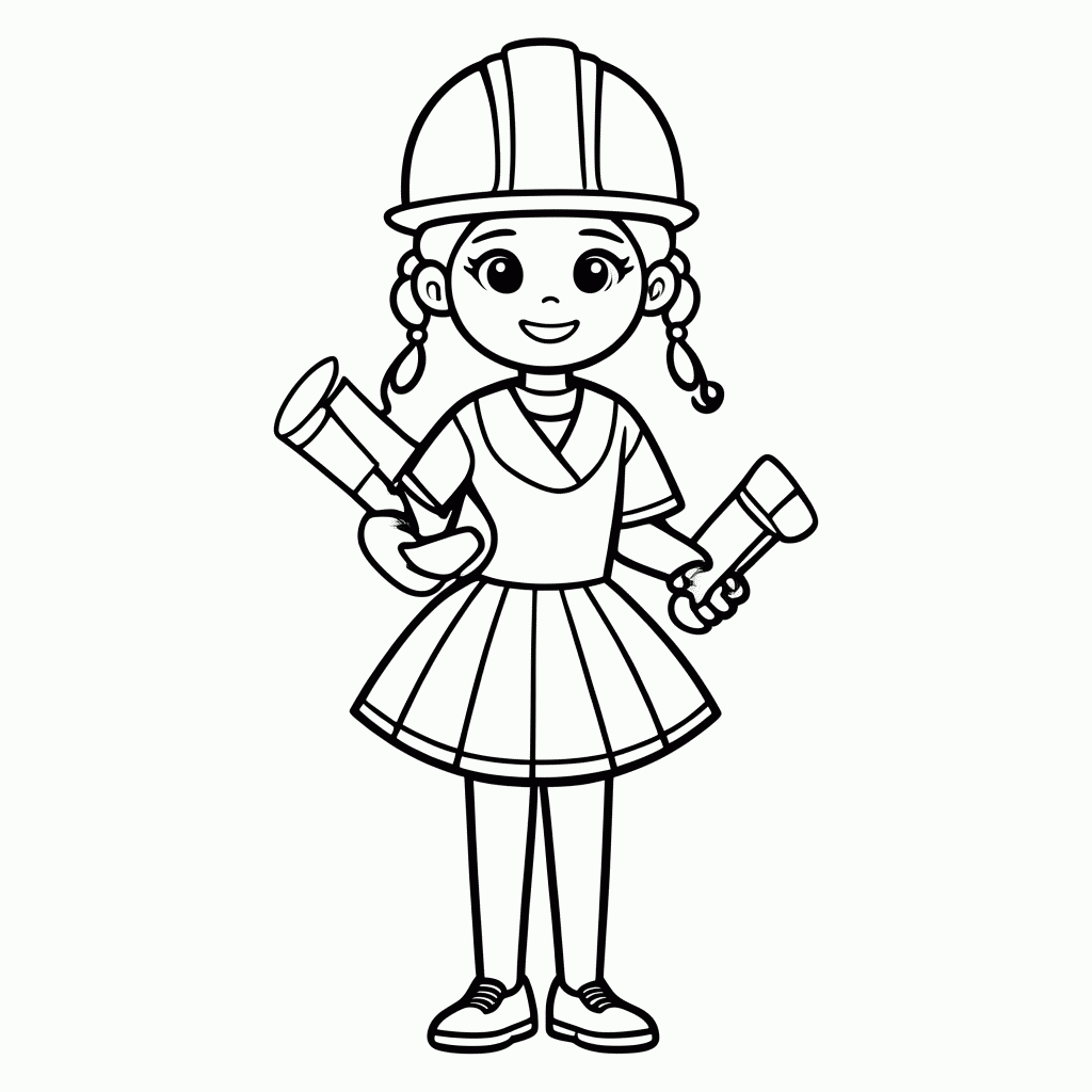 Desenho de Barbie Arquiteta para colorir e imprimir grátis em folha A4