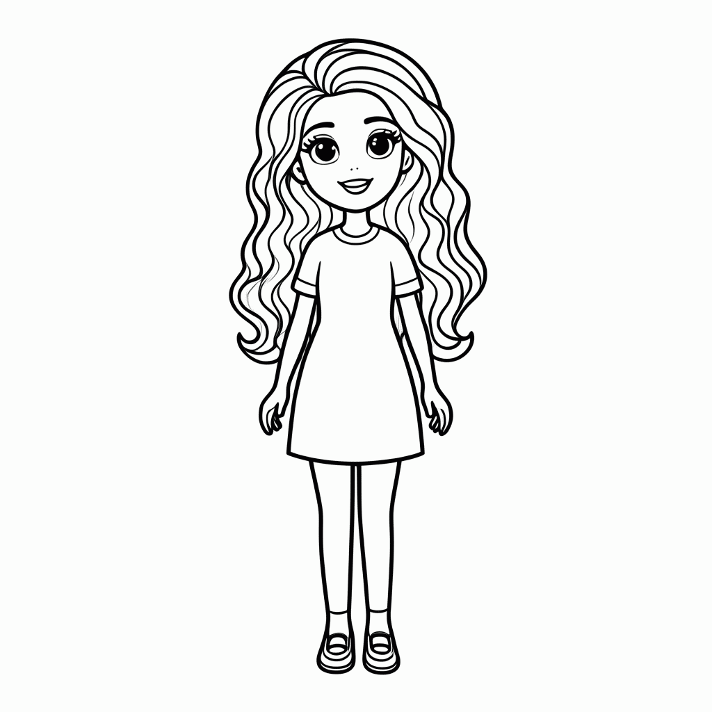 Desenho de Barbie Cabelo Cacheado para colorir e imprimir grátis em folha A4
