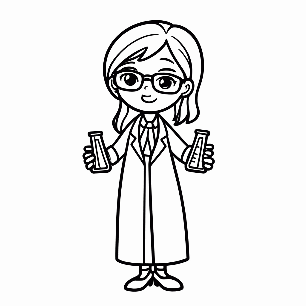 Desenho de Barbie Cientista para colorir e imprimir grátis em folha A4