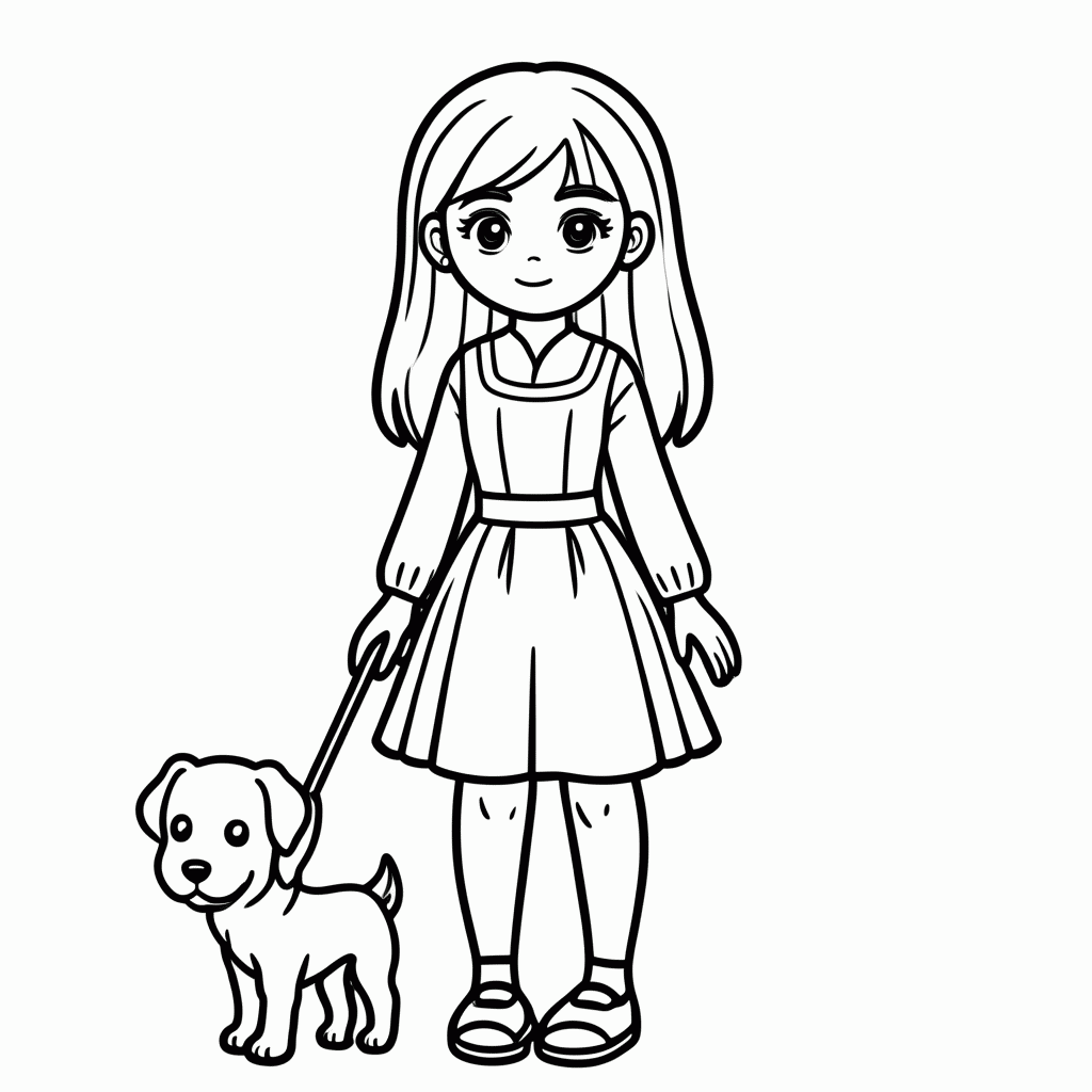 Desenho de Barbie Com Cachorro para colorir e imprimir grátis em folha A4