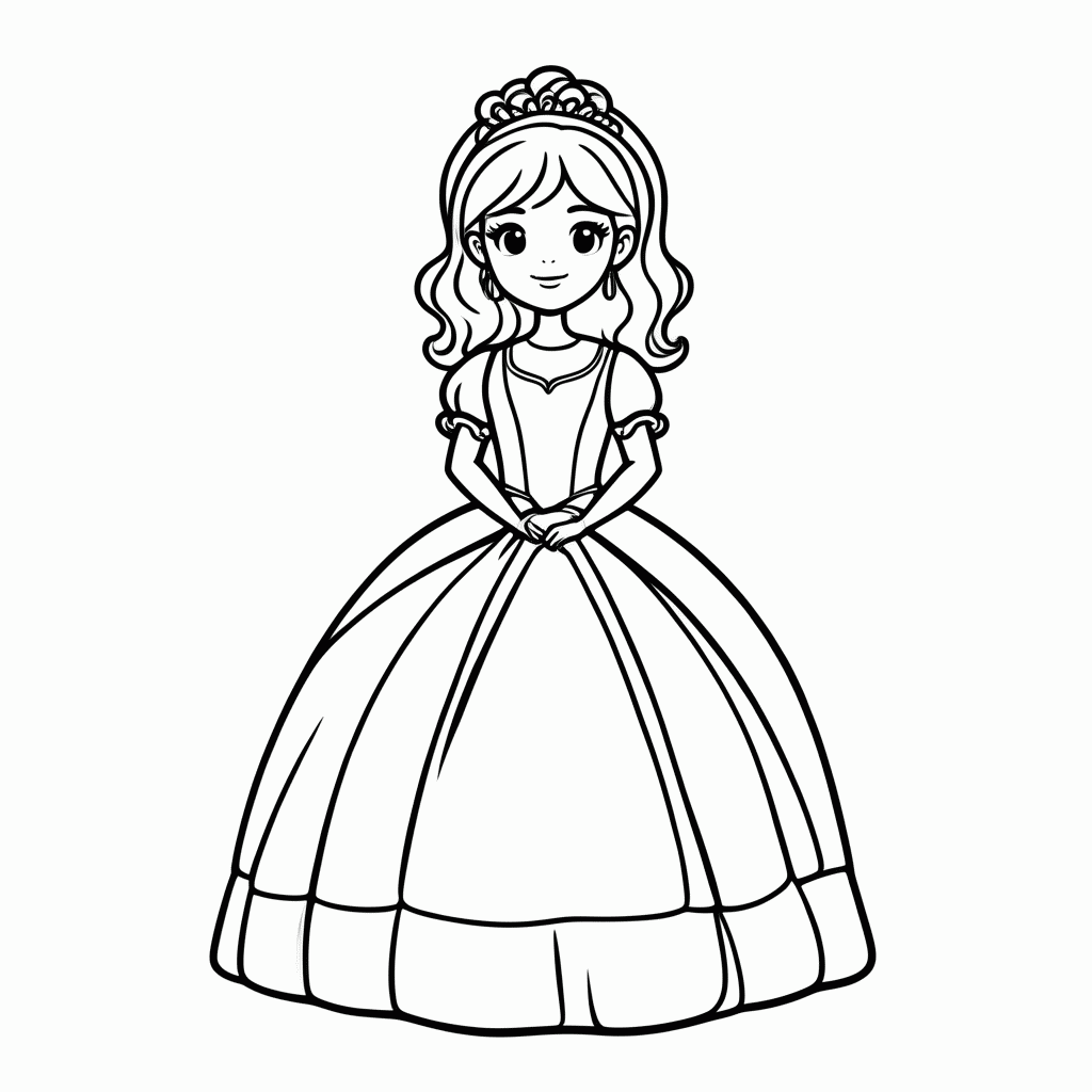 Desenho de Barbie Com Vestido Festa para colorir e imprimir grátis em folha A4