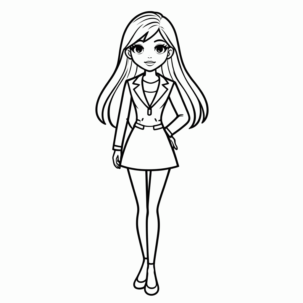 Desenho de Barbie Fashion para colorir e imprimir grátis em folha A4