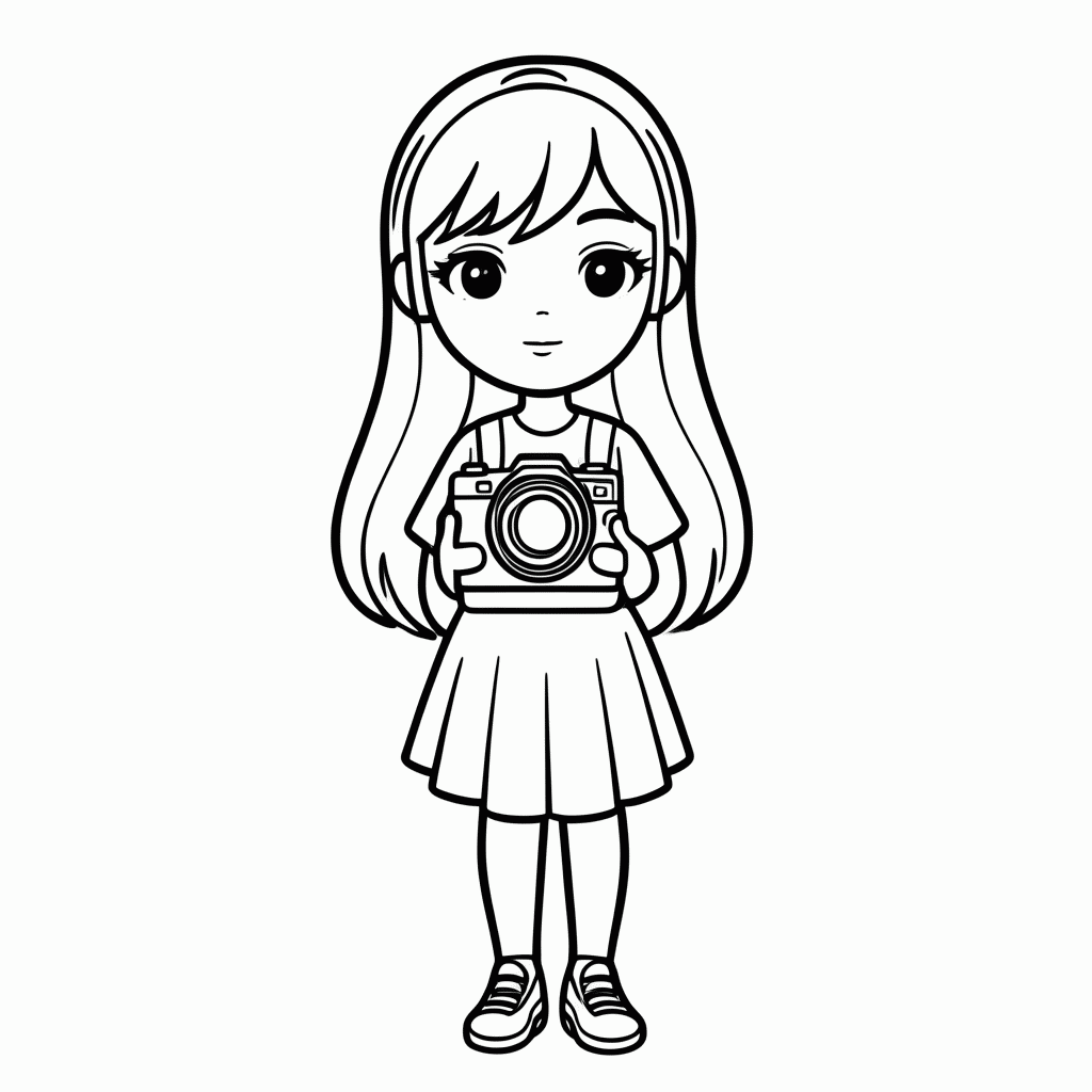 Desenho de Barbie Fotografa para colorir e imprimir grátis em folha A4