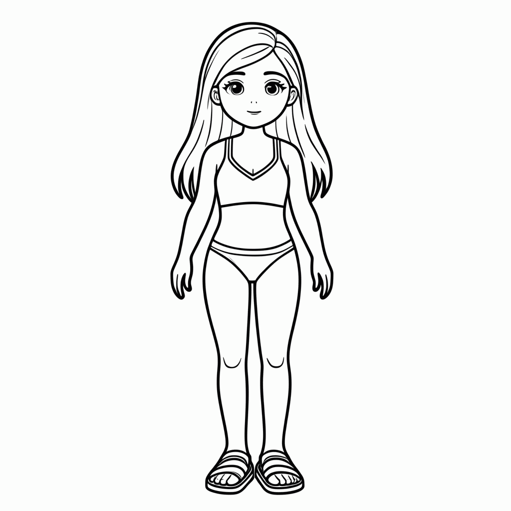 Desenho de Barbie Na Praia Biquini para colorir e imprimir grátis em folha A4