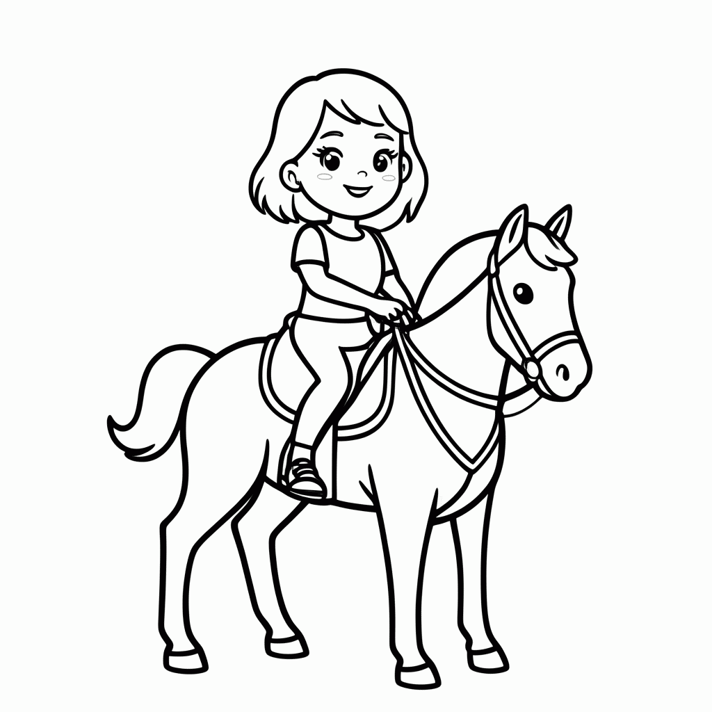 Desenho de Barbie No Cavalo para colorir e imprimir grátis em folha A4