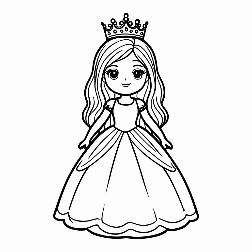 Desenho de Barbie Princesa Coroa para colorir e imprimir grátis em folha A4