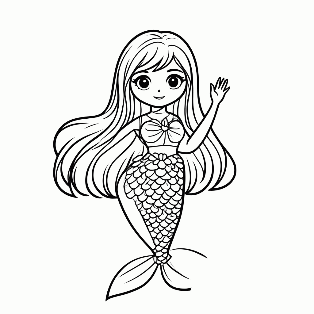 Desenho de Barbie Sereia para colorir e imprimir grátis em folha A4
