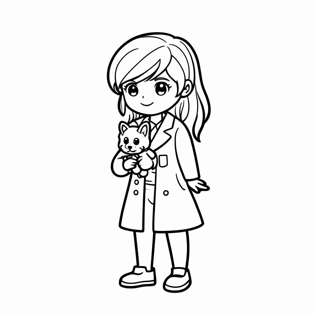 Desenho de Barbie Veterinaria para colorir e imprimir grátis em folha A4