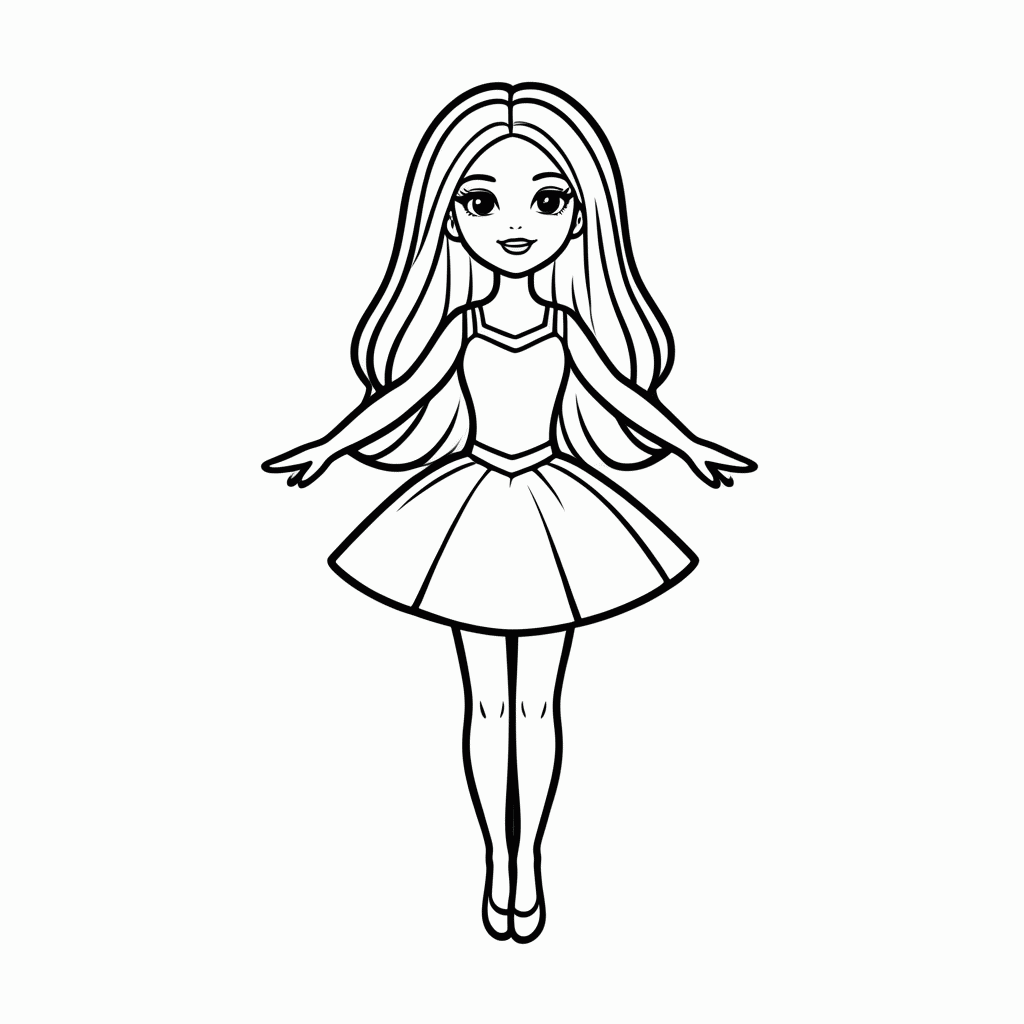 Desenho de Barbie Bailarina para colorir e imprimir grátis em folha A4