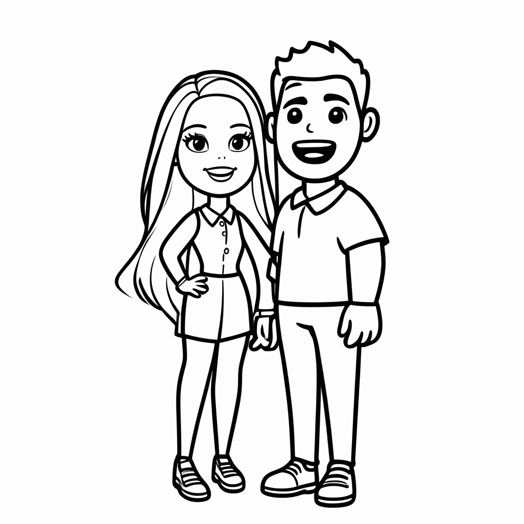 Desenho de Barbie Com Ken para colorir e imprimir grátis em folha A4