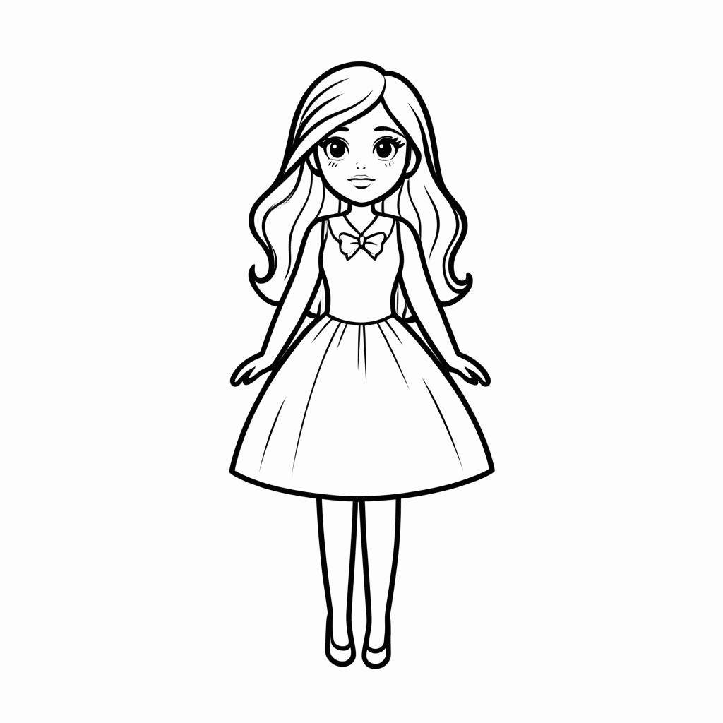 Desenho de Barbie Com Vestido De Festa para colorir e imprimir grátis em folha A4