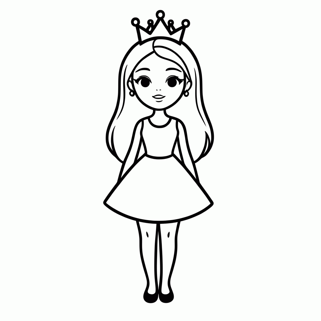 Desenho de Barbie Princesa Coroa para colorir e imprimir grátis em folha A4