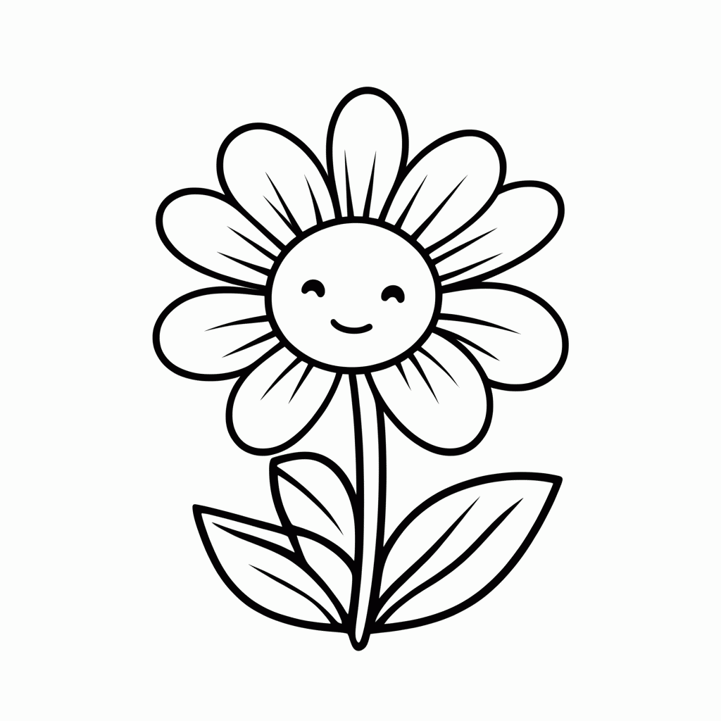 Desenho de Flor Grande para colorir e imprimir grátis em folha A4