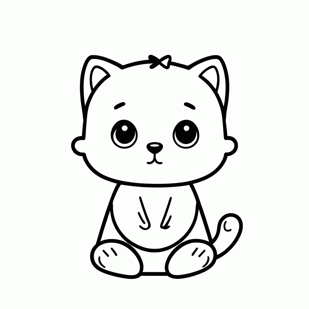 Desenho de Gato Bebe para colorir e imprimir grátis em folha A4