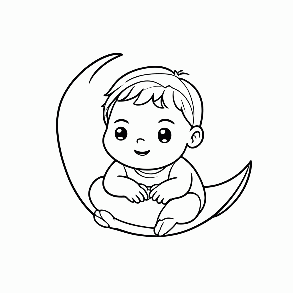 Desenho de Lua Fofa para colorir e imprimir grátis em folha A4